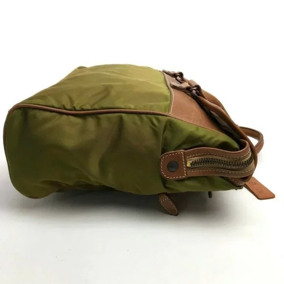 AUTH FELISI Crossbody Shoulder Bag 2 way bag khaki/Brown Nylon / Leather 20207